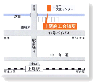 駅から上尾商工会議所までの地図